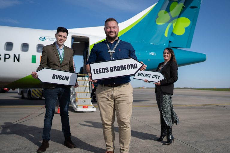 Emerald Airlines and Leeds Bradford Airport celebrate inaugural flight between Leeds And Dublin