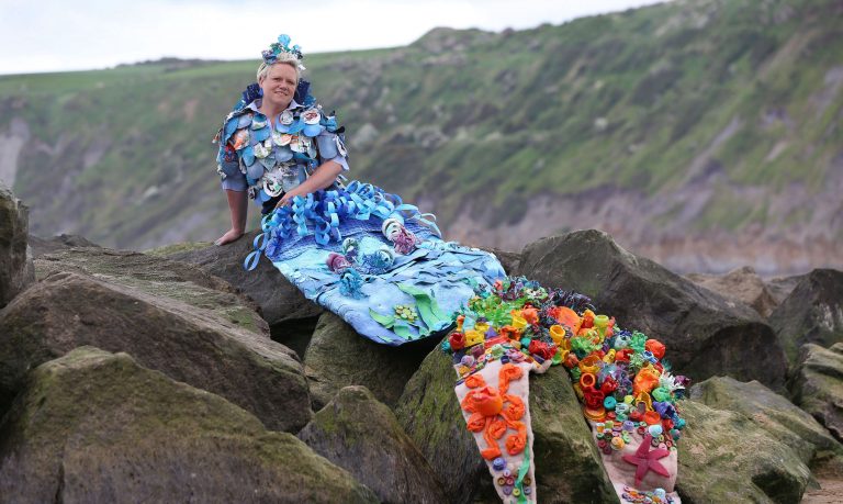 Bradford mermaid washes up on Yorkshire beach to highlight plastic waste issue